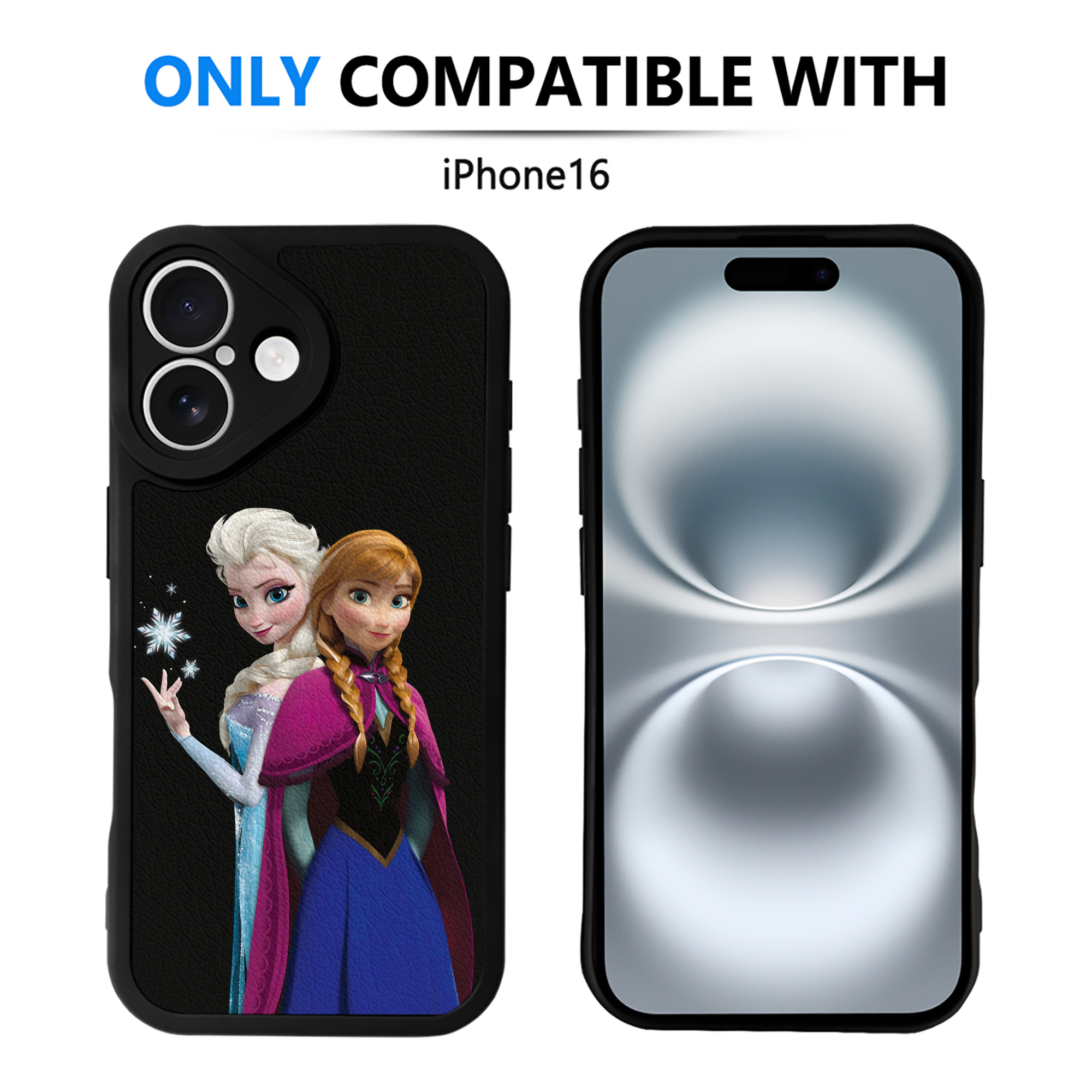 （画像用） アナと雪の女王 アンナ エルサ Frozen Anna Elsa 【iPhone 16シリーズ対応】シリコンスマホケース（レザー調） 材質：シリコン